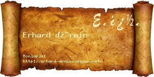 Erhard Ármin névjegykártya